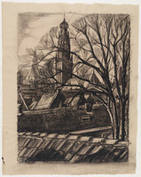 KK 010a
<br/>
Gezicht over besneeuwde daken te Haarlem op de St. Bavo en de Bakenessertoren
<br/>
<em>Rees, Willem Karel (1880-1962)</em>